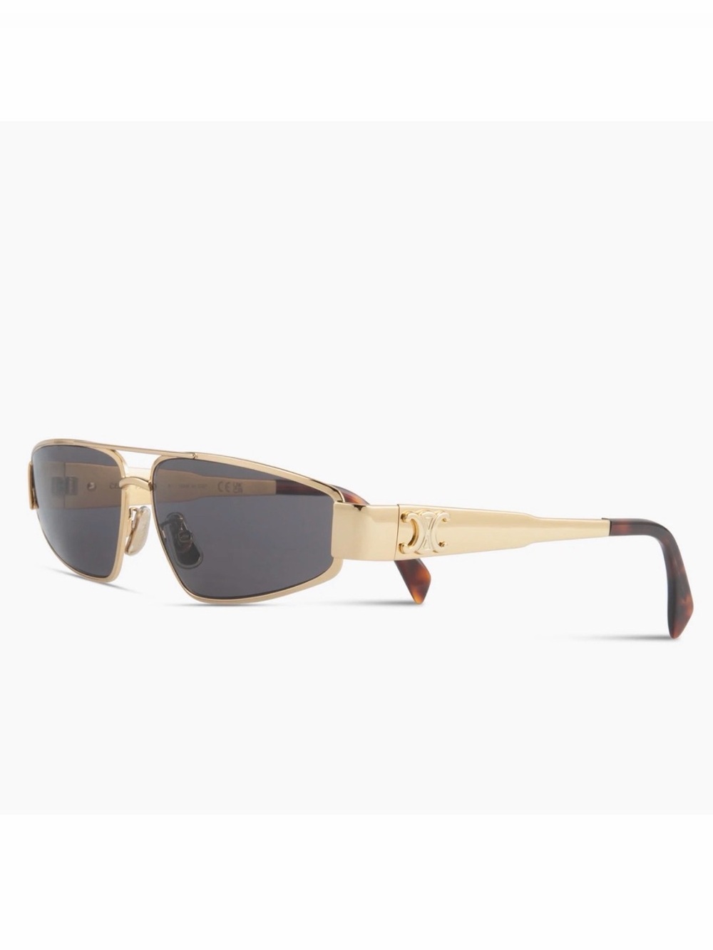 New CELINE CL40318U 30A Gold Metal Frame Sunglasses Gray Lenses Authentic